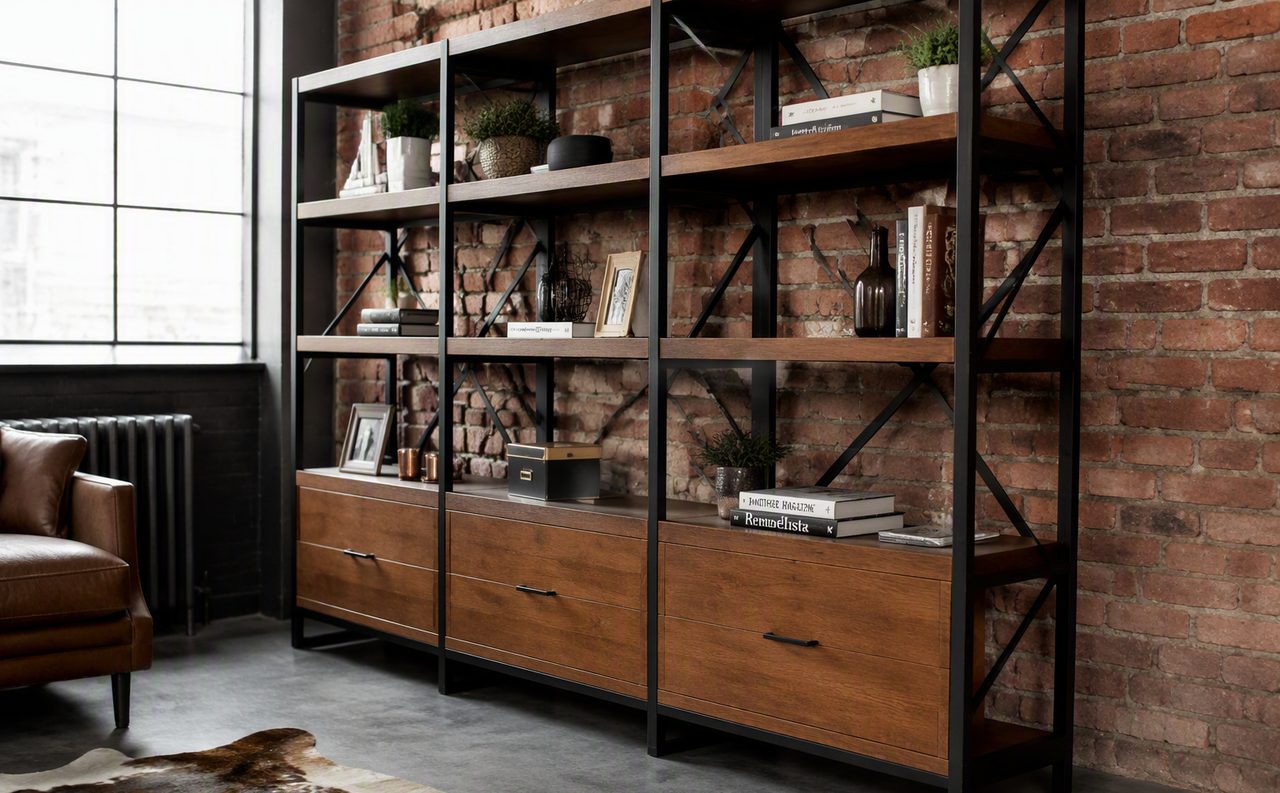 Мебель лофт — стеллажи и консоли на металлокаркасе