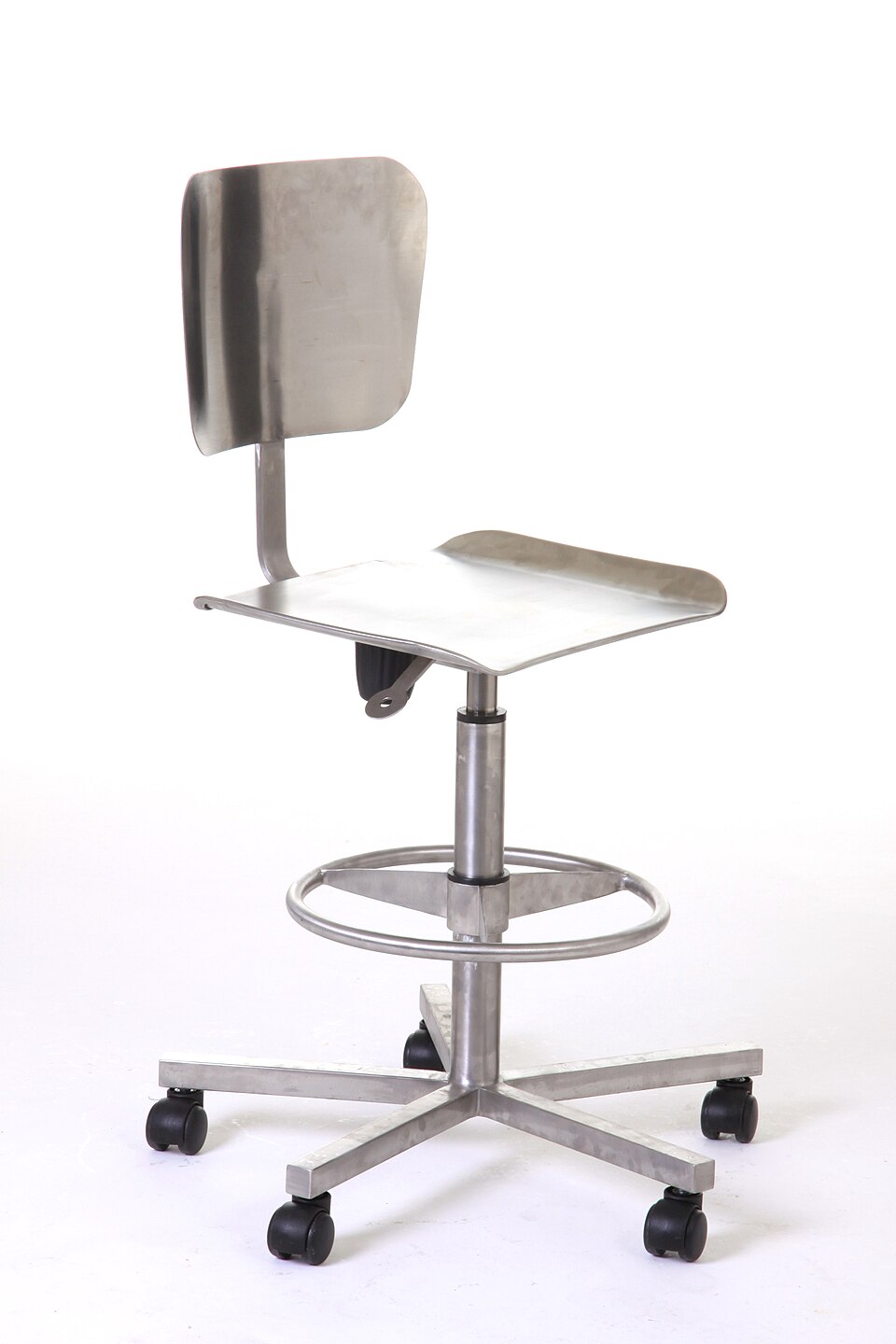 Stainless Steel Laboratory Pneumatic Chair with wheels